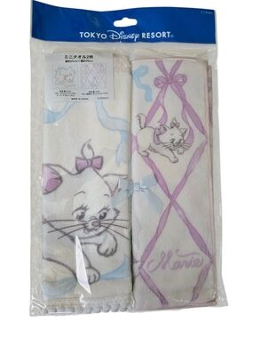 Tokyo Disney Resort Marie Aristocats Mini Towel Set 2 Kawaii Japan NWT